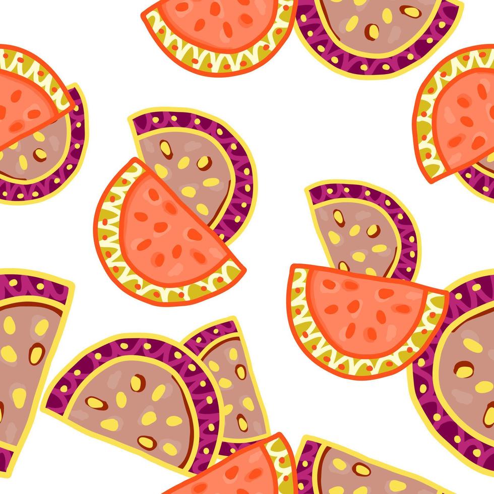sömlös mönster med vattenmelon skivor. söt frukt bakgrund vektor