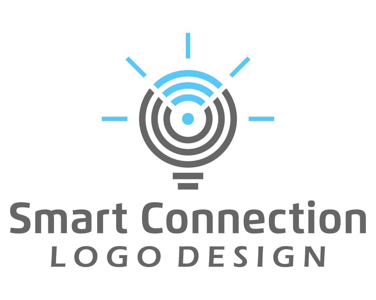 smart ljus Glödlampa och wiFi förbindelse logotyp design. vektor