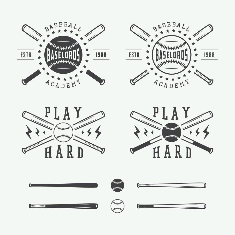 Vintage-Baseball-Logos, Embleme, Abzeichen und Designelemente. Vektor-Illustration vektor