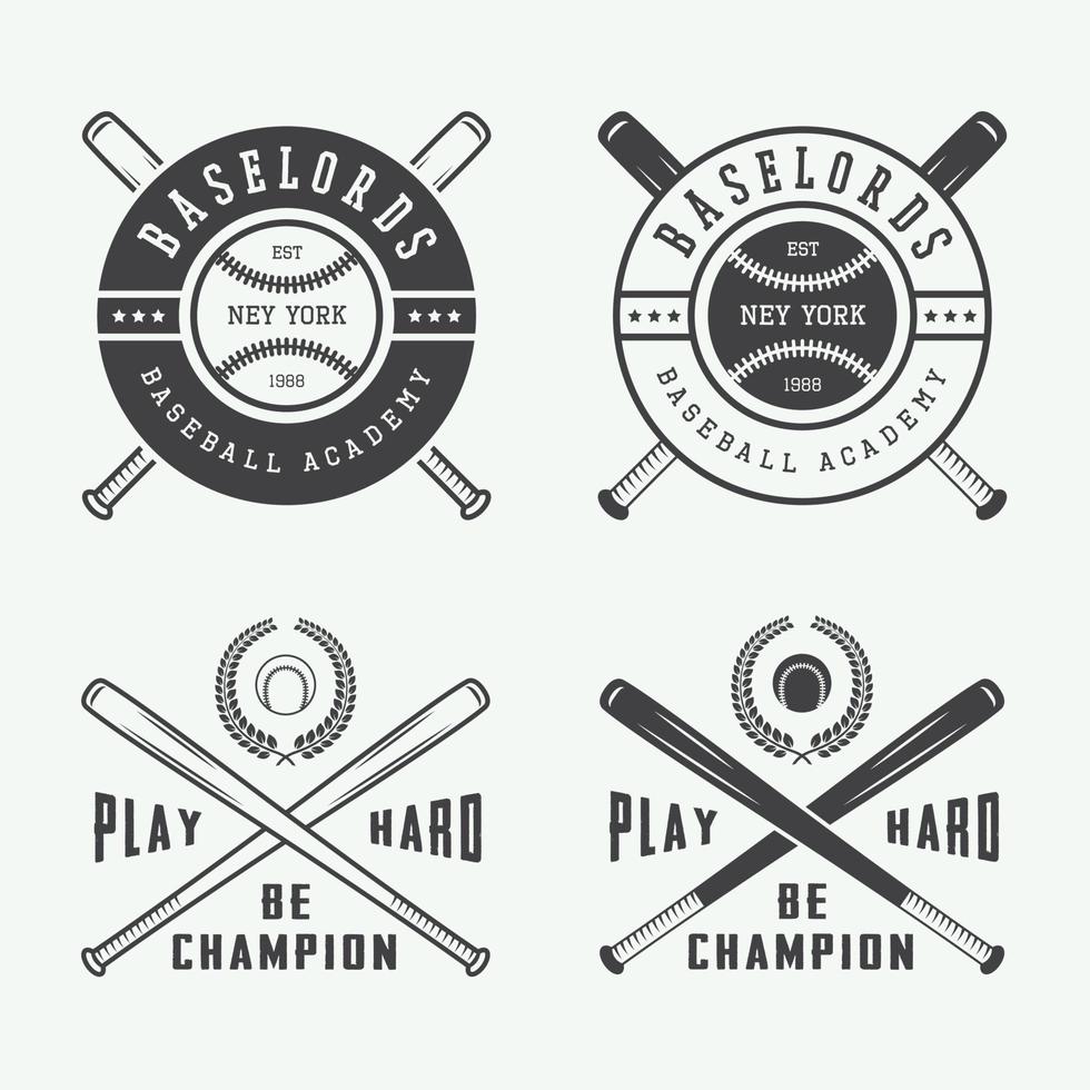 årgång baseboll logotyper, emblem, märken och design element. vektor illustration