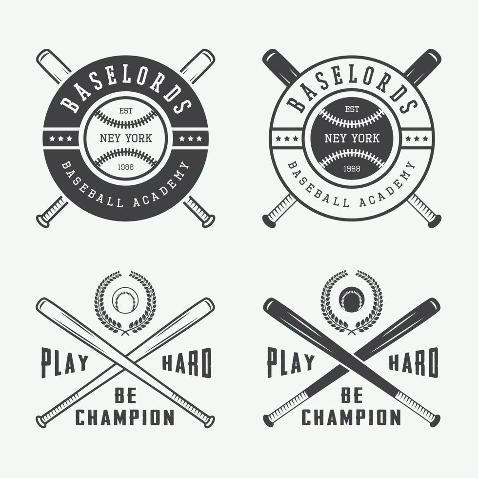 Vintage-Baseball-Logos, Embleme, Abzeichen und Designelemente. Vektor-Illustration vektor