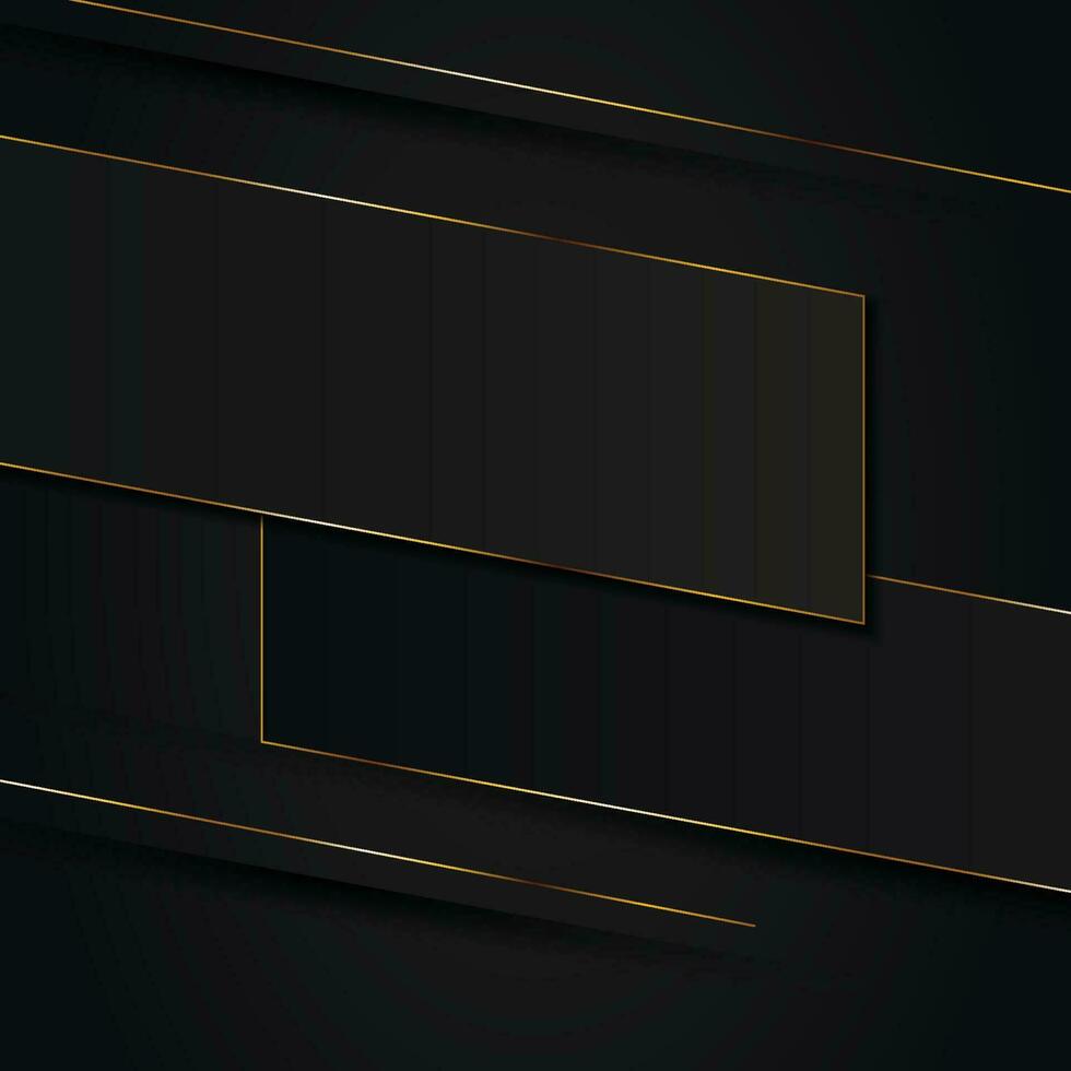 schwarz Streifen Banner mit golden Linien Hintergrund. vektor