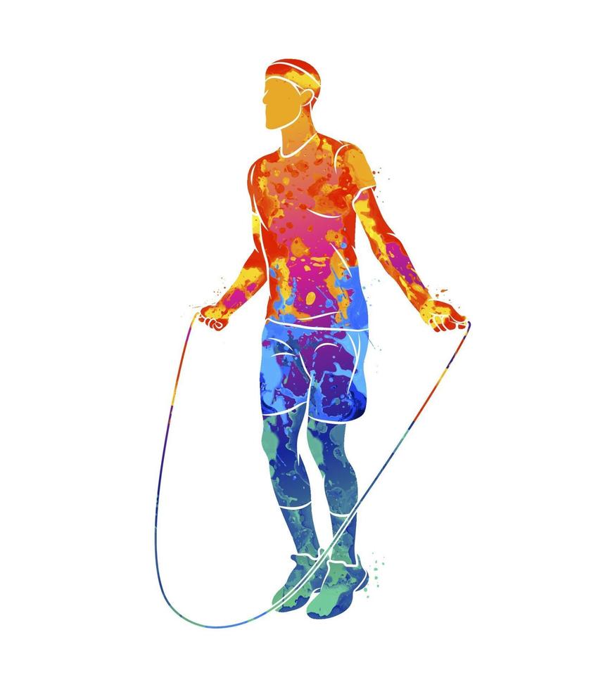 abstrakt ung idrottsman hopprep från stänk av akvareller. vektor illustration av färger