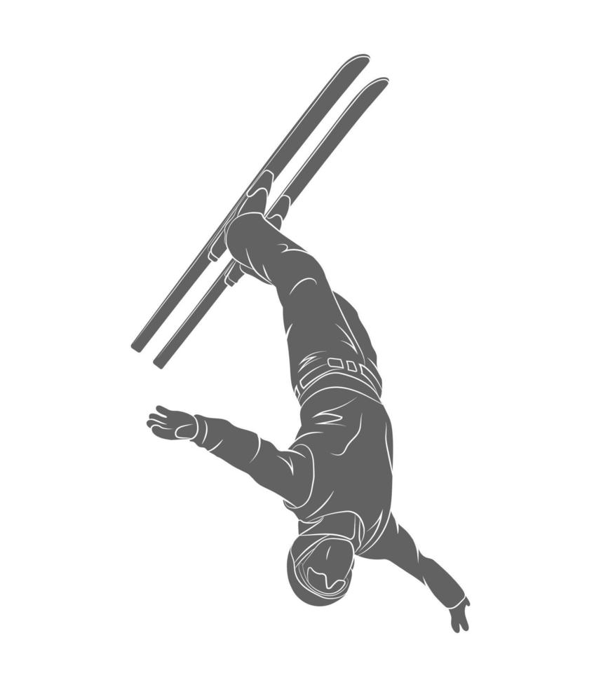 hoppande freestyle skidåkare. vintersport på en vit bakgrund. vektor illustration