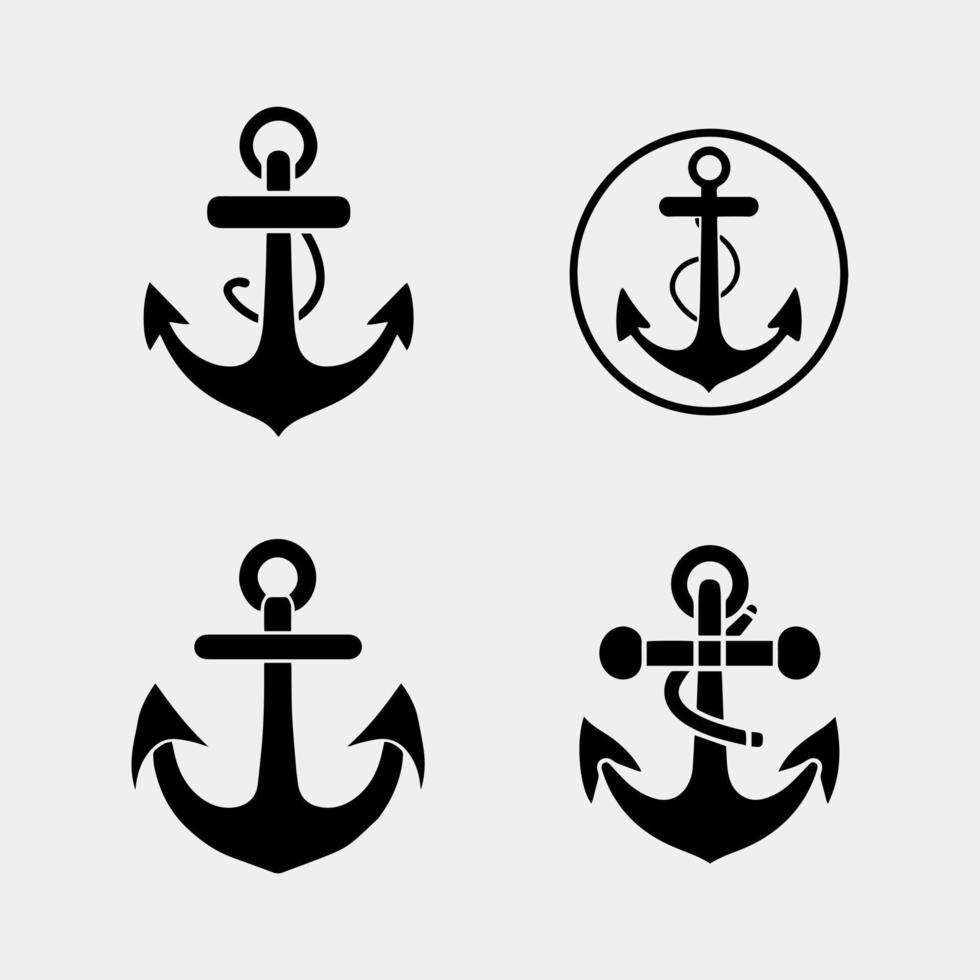 Anker Symbole Satz. Anker im Meer. nautisch Symbol. einfach Anker Sammlung eben Stil vektor