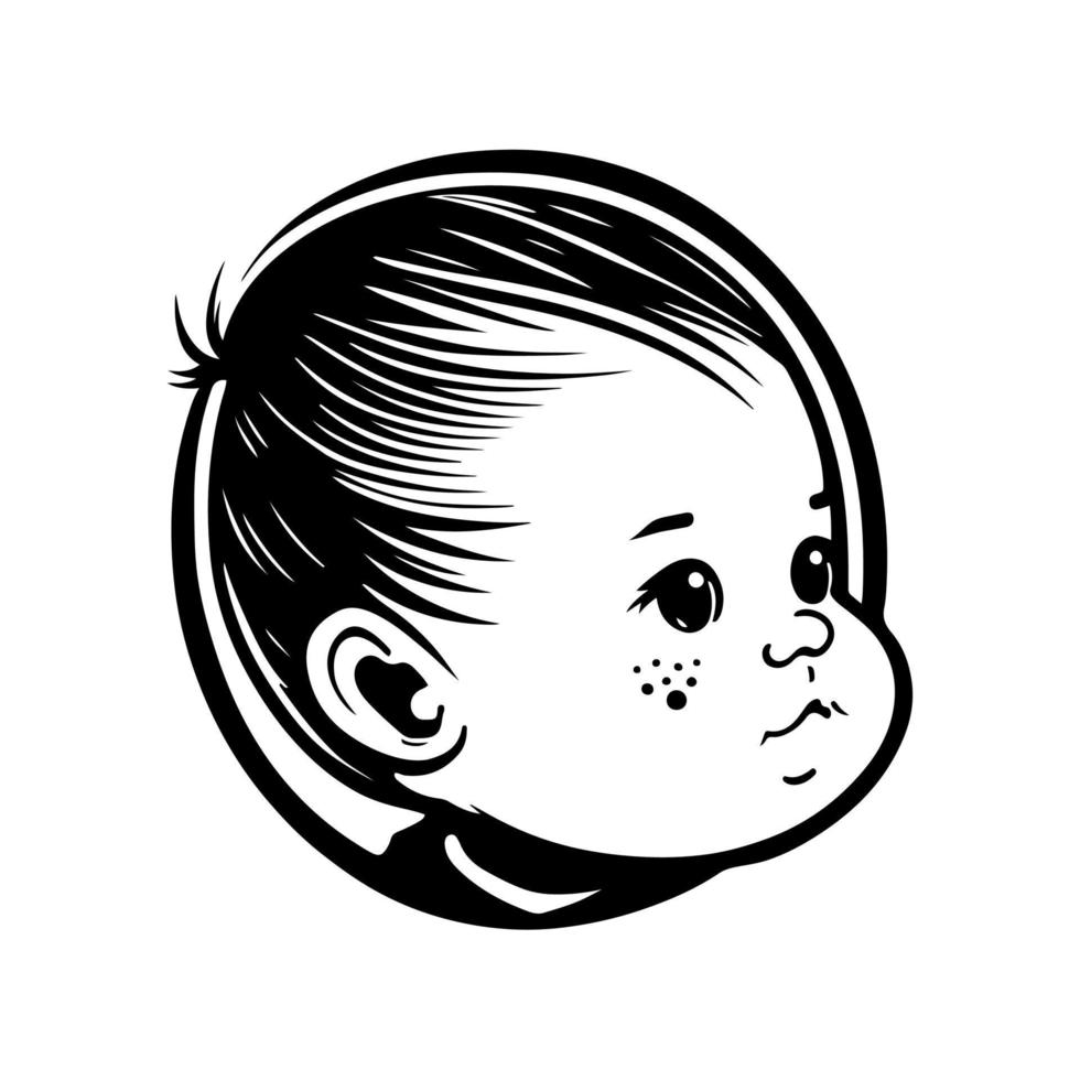 ljuv och charmig bebis ansikte illustration i en ritad för hand stil. perfekt för barnkammare dekor och bebis kläder. vektor