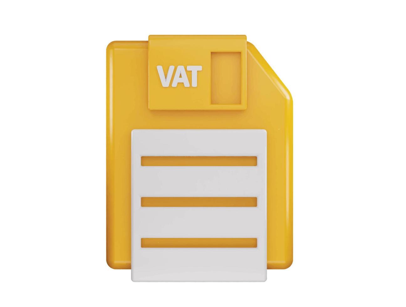 vat Papier Symbol 3d Rendern Vektor Illustration