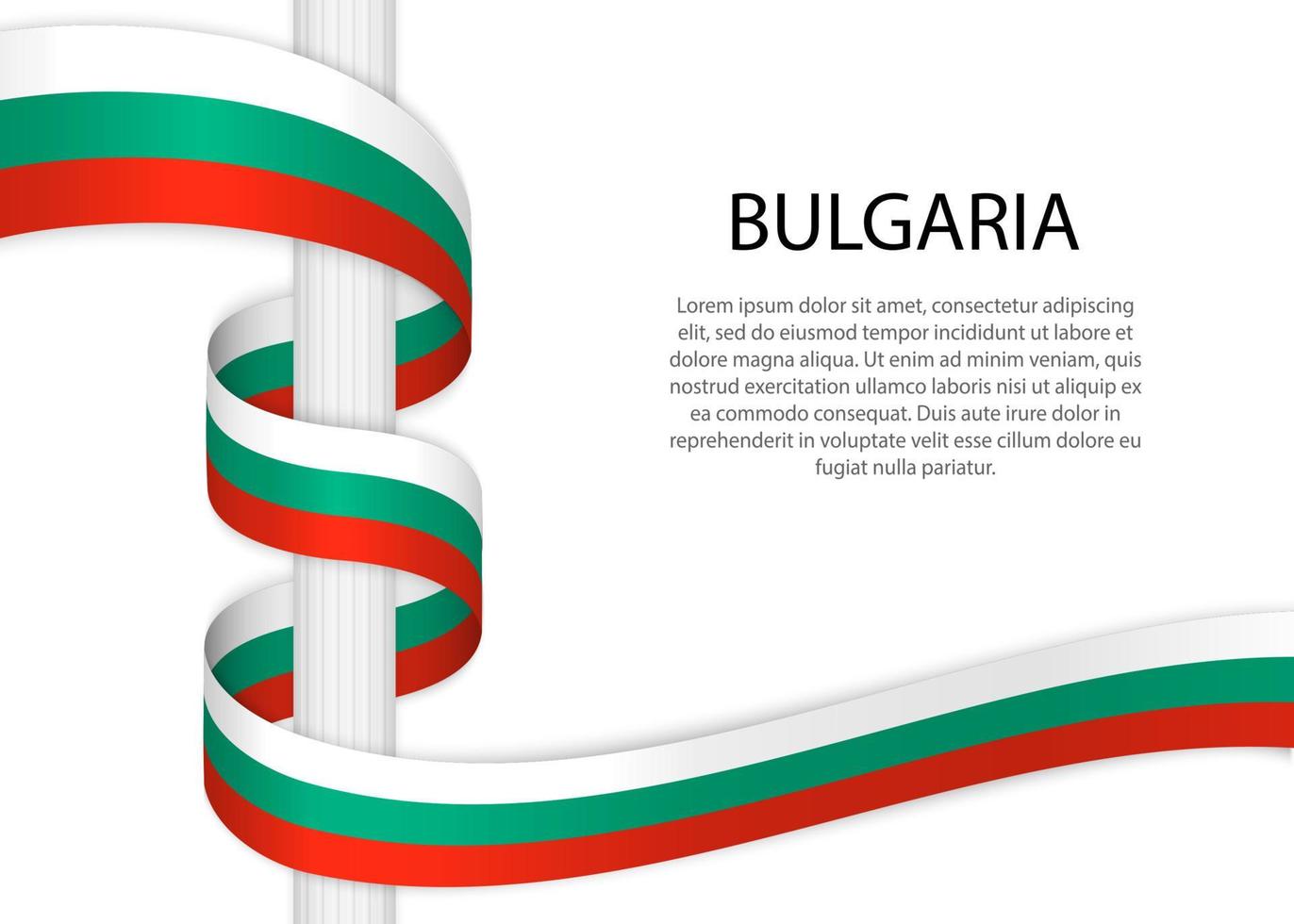 winken Band auf Pole mit Flagge von Bulgarien. Vorlage zum unabhängig vektor