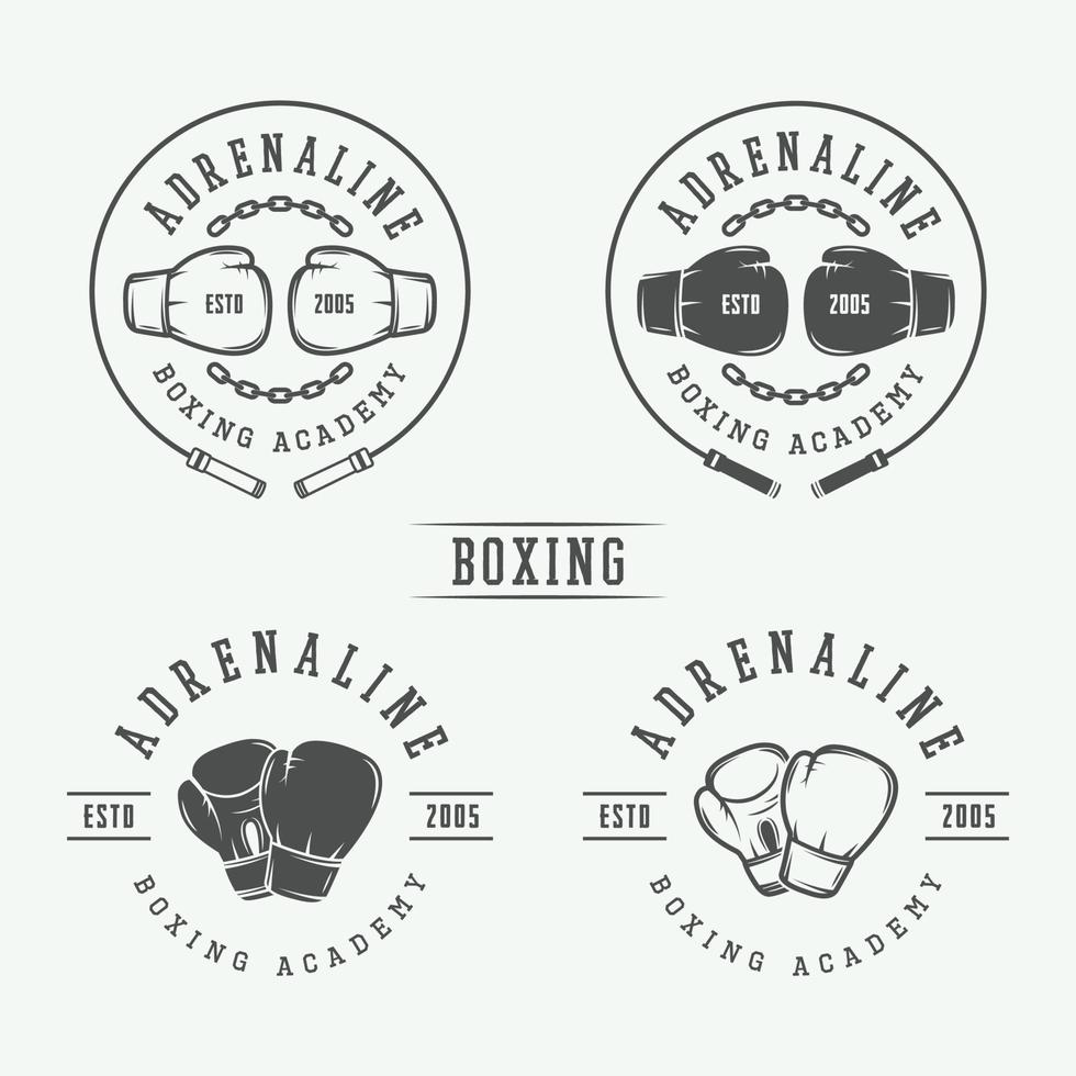 Box- und Kampfsport-Logo-Abzeichen und Etiketten im Vintage-Stil. Vektor-Illustration vektor