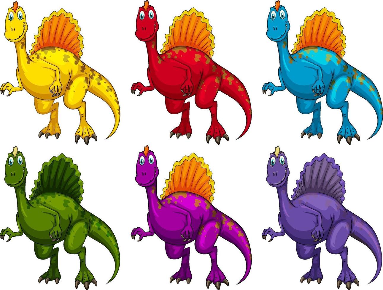Satz von Spinosaurus-Dinosaurier-Zeichentrickfigur vektor