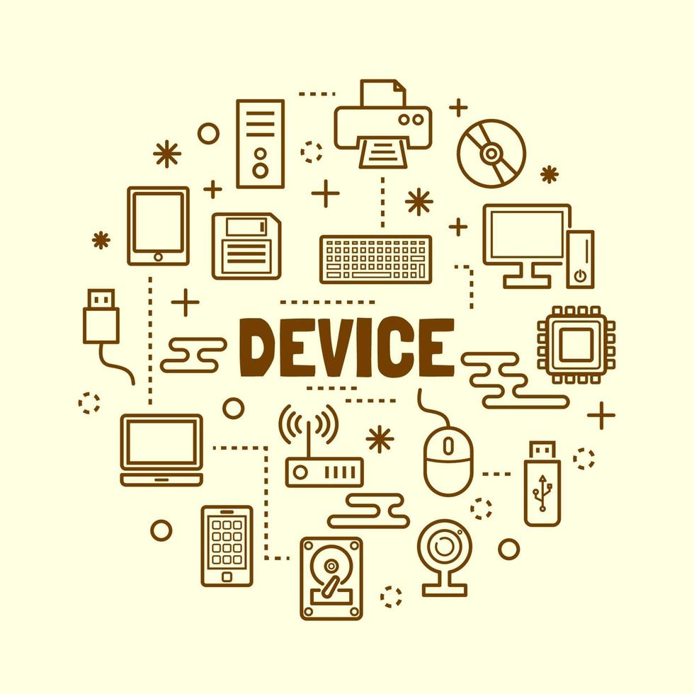Gerät minimale dünne Linie Symbole gesetzt vektor
