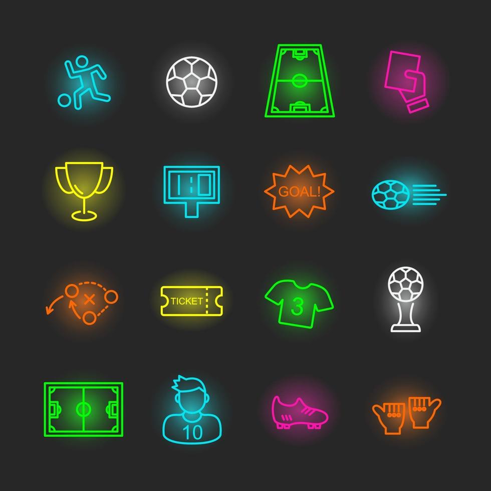 Fußball Neon Icon Set vektor