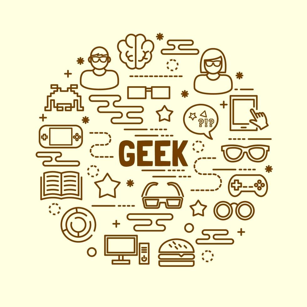 Geek minimale dünne Linie Symbole gesetzt vektor