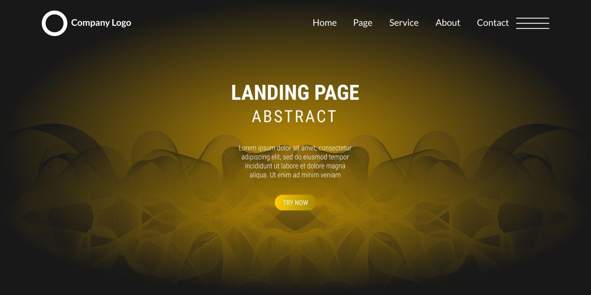 Landingpage der abstrakten Hintergrundwebsite mit gelben Wellenlinien vektor