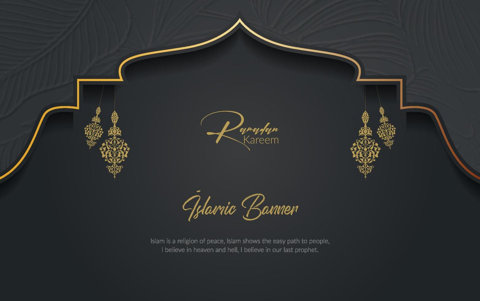 islamic ramadan kareem svart och gyllene baner bakgrund mall vektor