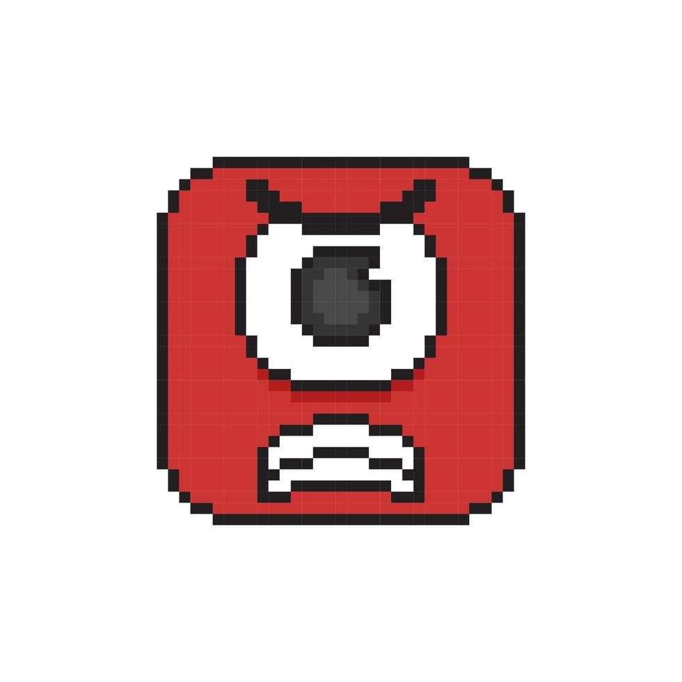 einer Auge rot Charakter mit wütend Gesicht im Pixel Kunst Stil vektor