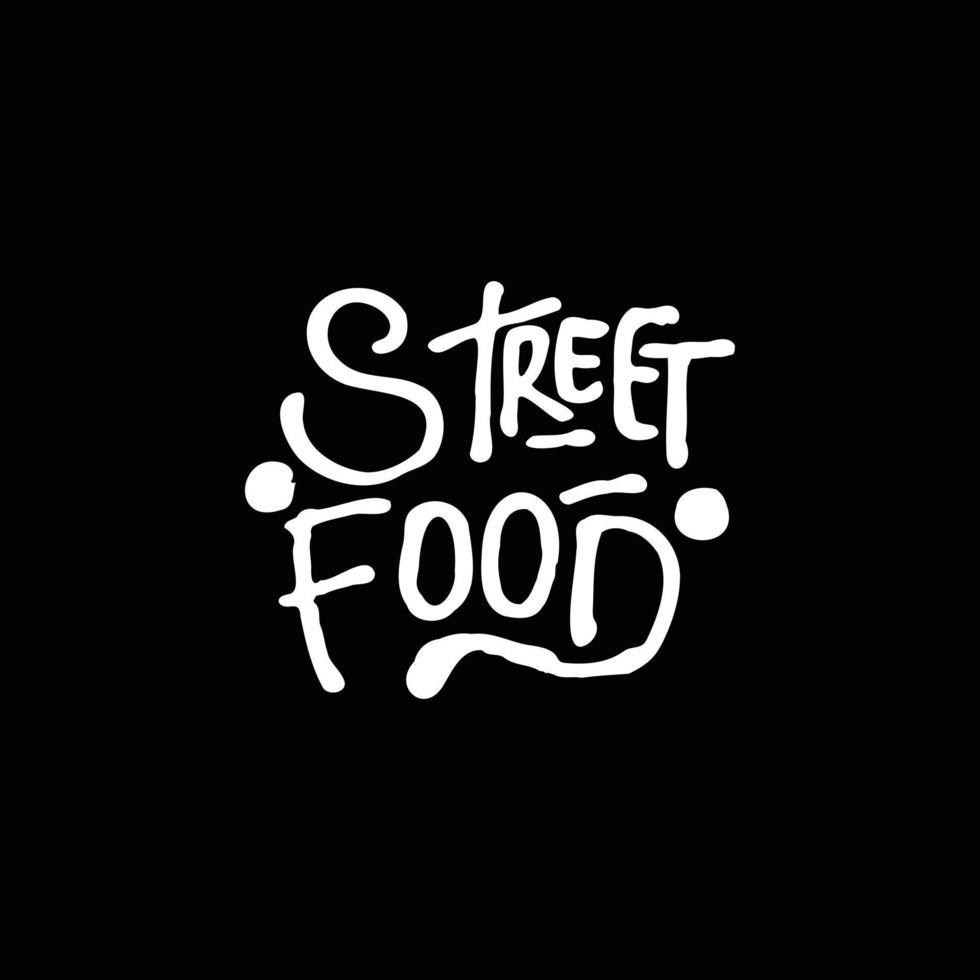 street food krita handstil typografi för restaurang café bar logotyp design vektor
