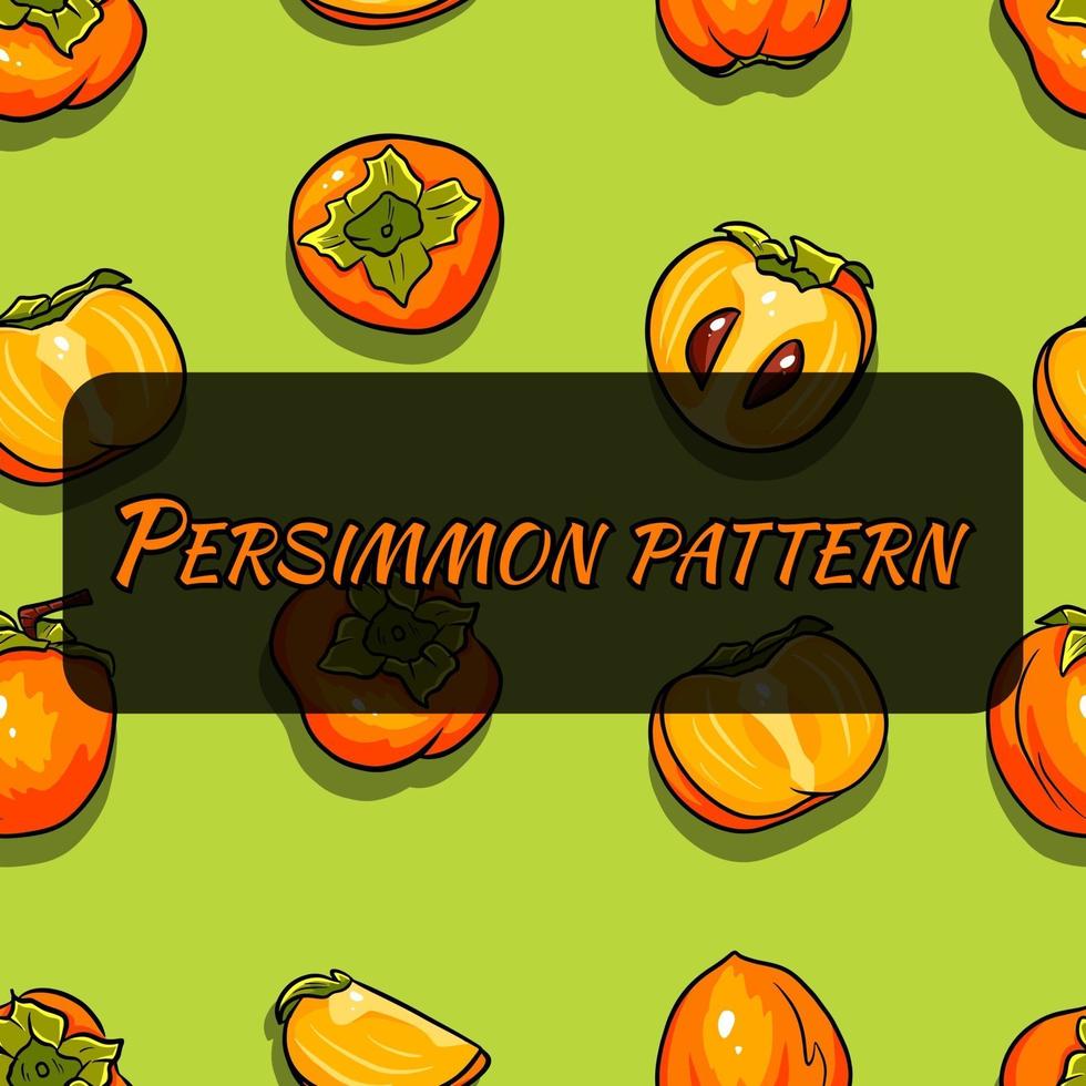 vektor sömlösa mönster med tecknad persimon. fruktjuice. mönster med persimmonfrukter.