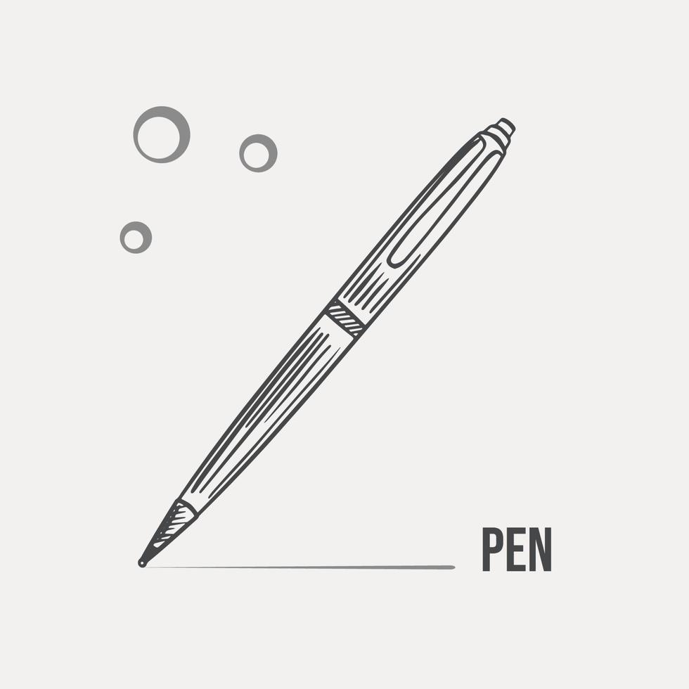 skiss kulpenna penna för skrivande, ritad för hand på en ljus bakgrund. vektor