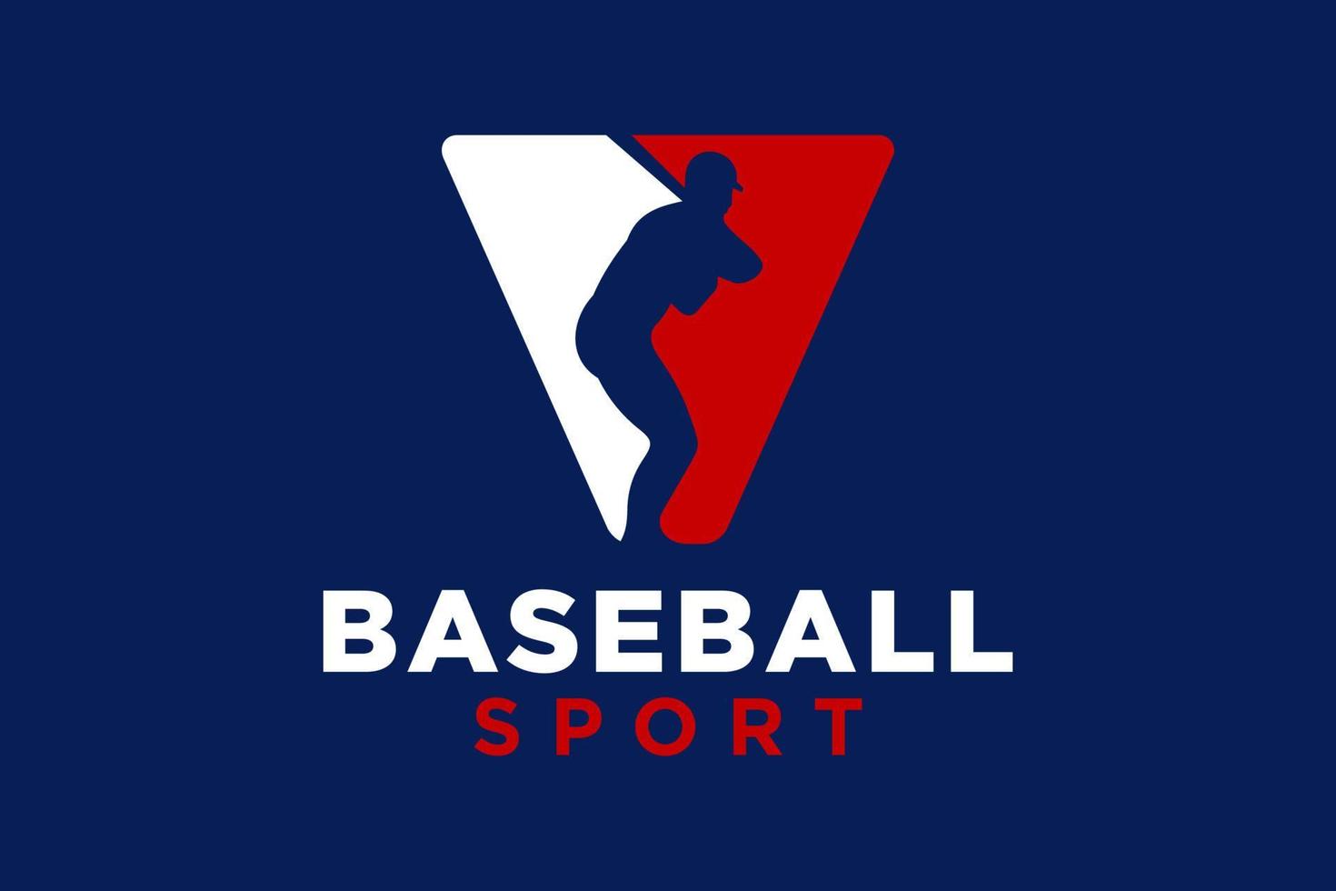 Brief v Baseball Logo Symbol Vektor Vorlage.