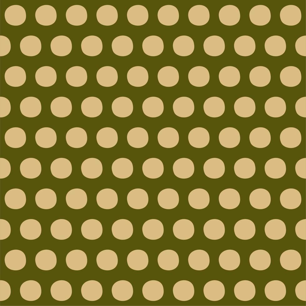 vektor sömlös mönster med beige polka prickar på mörk oliv bakgrund. polka punkt mönster.