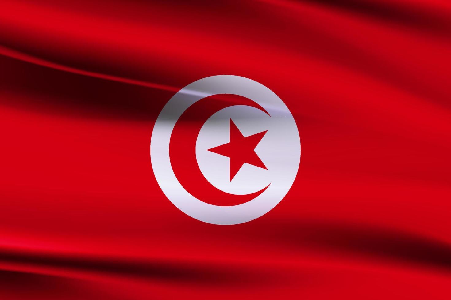Tunesien Flagge von Seide, 3d Illustration Flagge von tunesien. schließen oben winken Flagge von tunesien. Flagge Symbole von tunesien. vektor