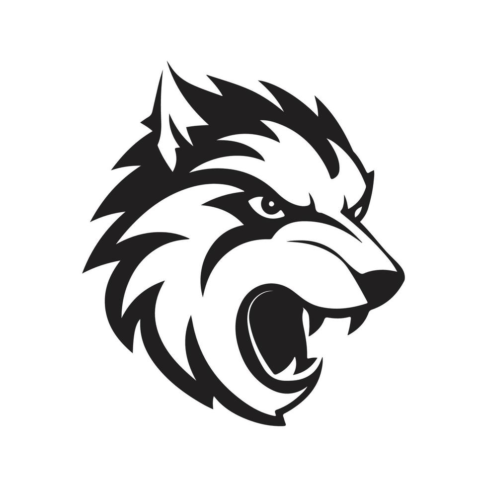 Wolf, Logo Konzept schwarz und Weiß Farbe, Hand gezeichnet Illustration vektor