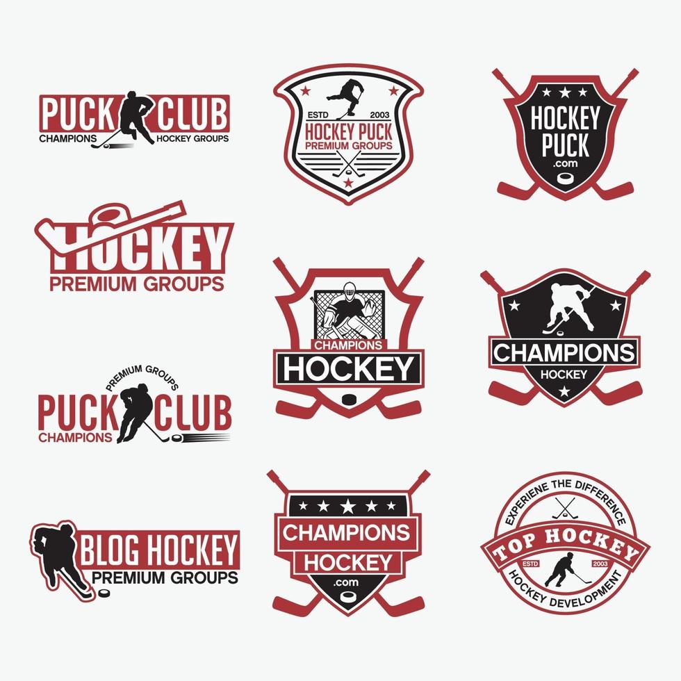 Hockey Club Logo Abzeichen Vektor-Design-Vorlagen vektor