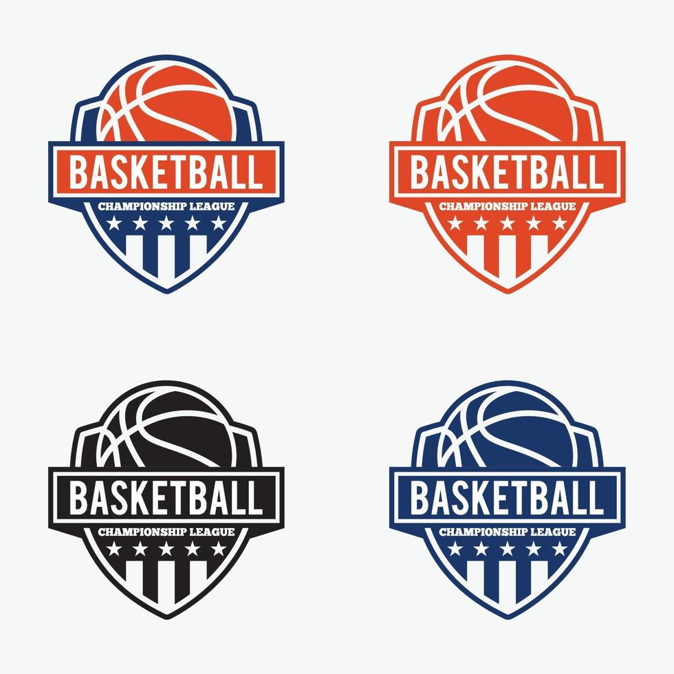 Basketball-Abzeichen Logos Vektor-Design-Vorlagen gesetzt vektor