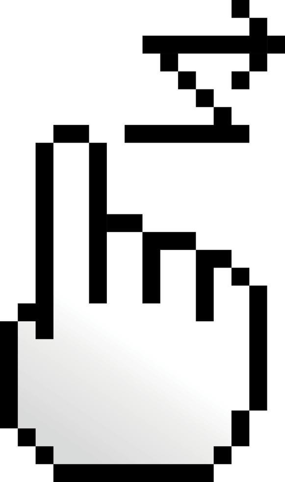 Pixel Illustration von ein berühren Geste entlang ein Weg, isoliert auf transparent Hintergrund. vektor