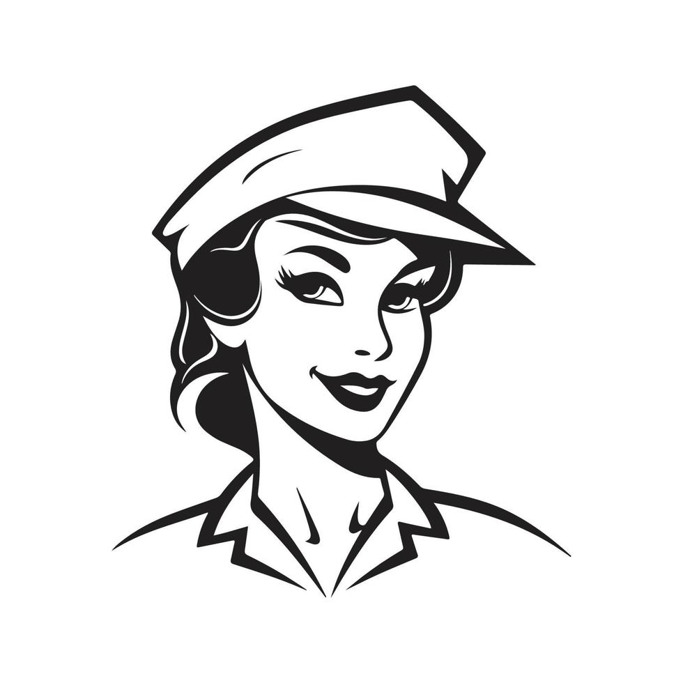 Krankenschwester, Logo Konzept schwarz und Weiß Farbe, Hand gezeichnet Illustration vektor