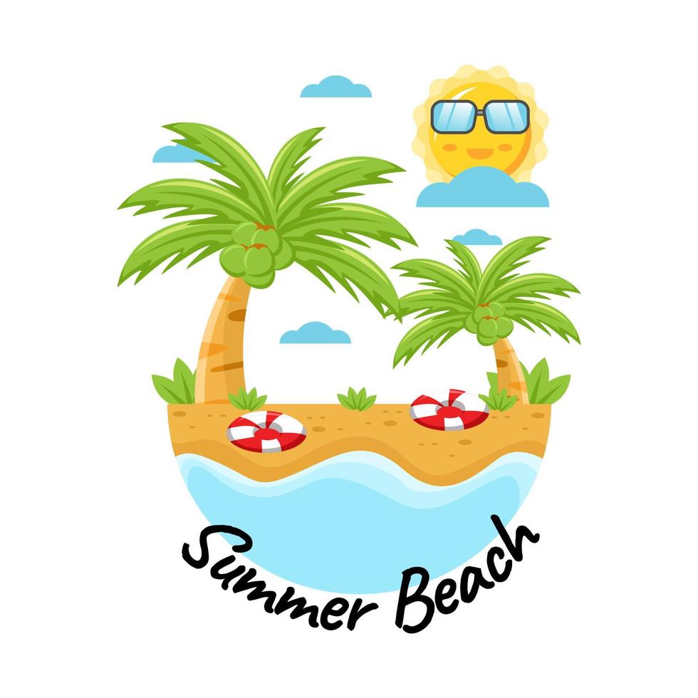 Sommer- Strand glücklich Urlaub Jahreszeit Kunstwerk Vektor Illustration Design