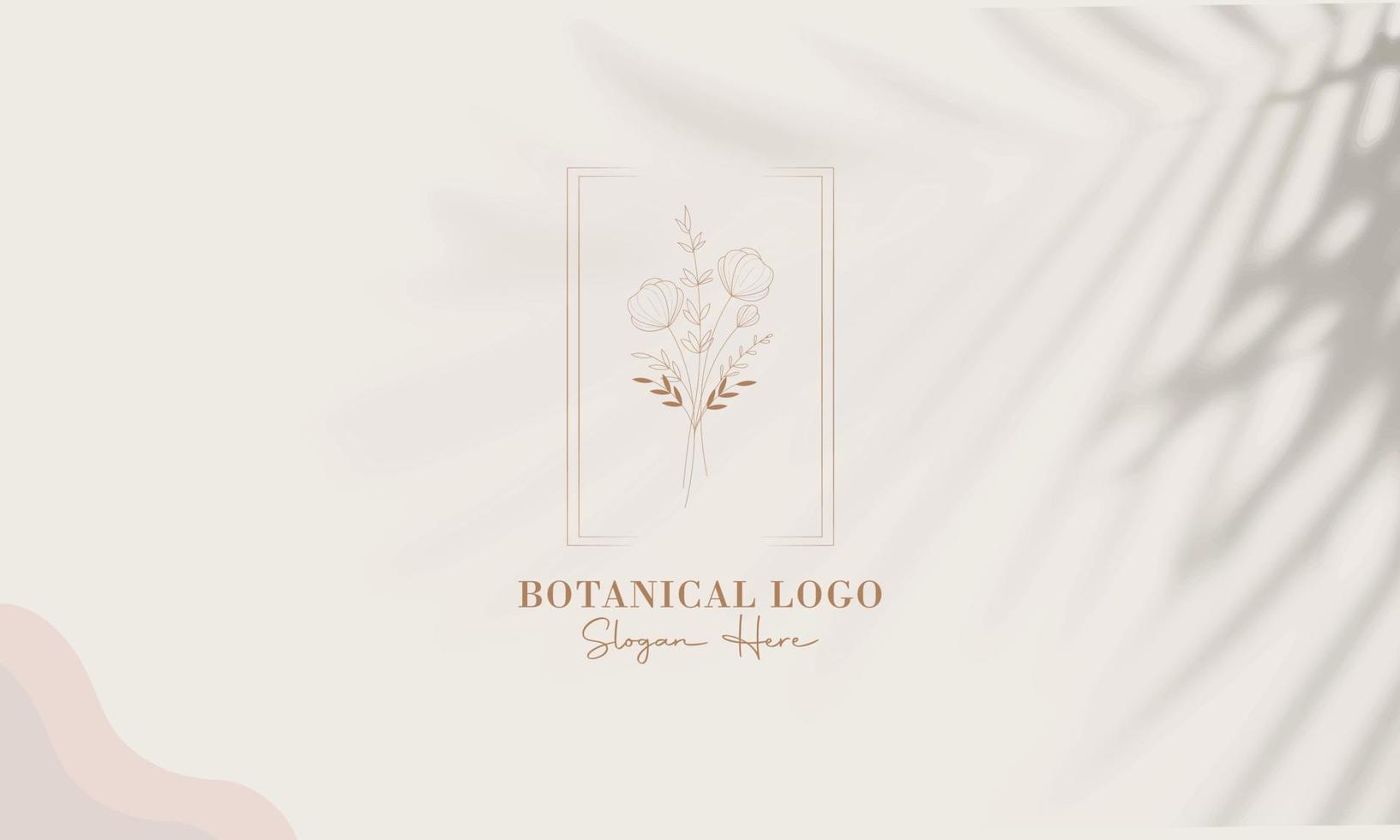 botanisk blommig element hand dragen logotyp med vild blomma och löv. vektor