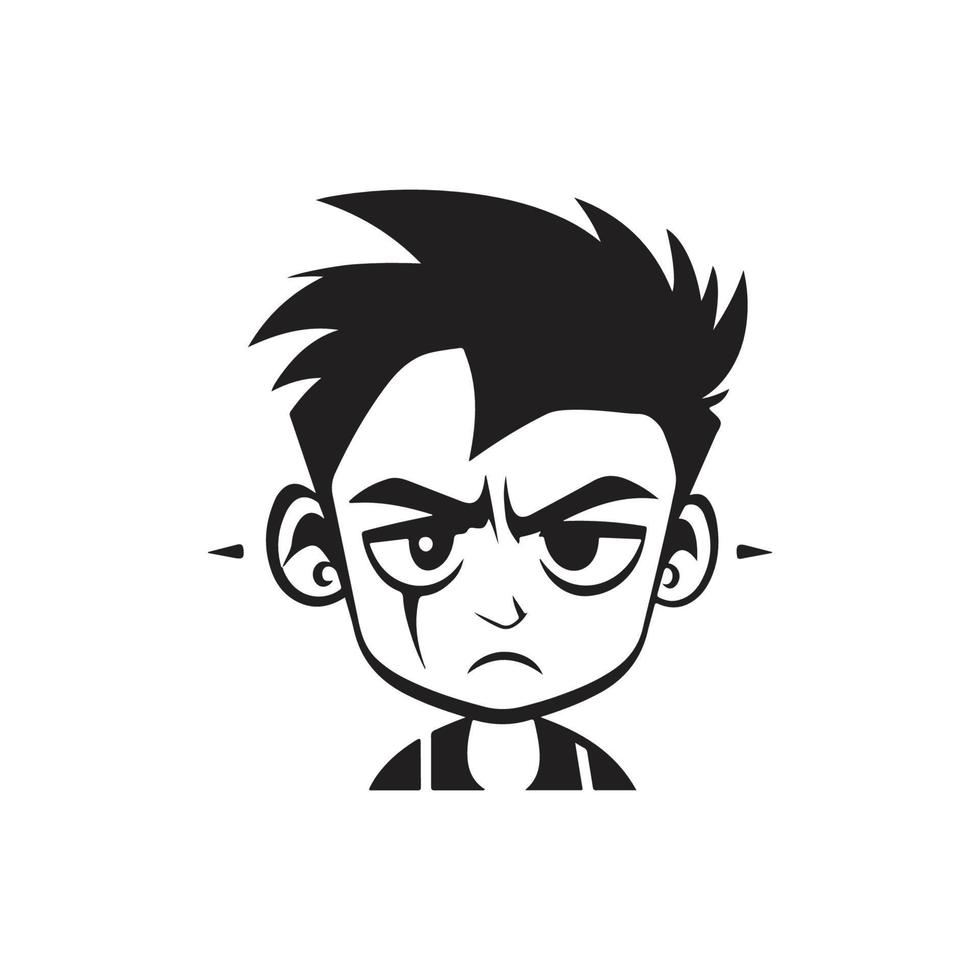 traurig Teenager Kerl, Logo Konzept schwarz und Weiß Farbe, Hand gezeichnet Illustration vektor