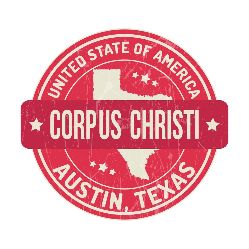 corpus christi emblem, förenad stat av Amerika, austin, texas runda form bricka, stämpel, ikon, texas stad vektor, sudd, märka, corpus christi grunge sudd vektor