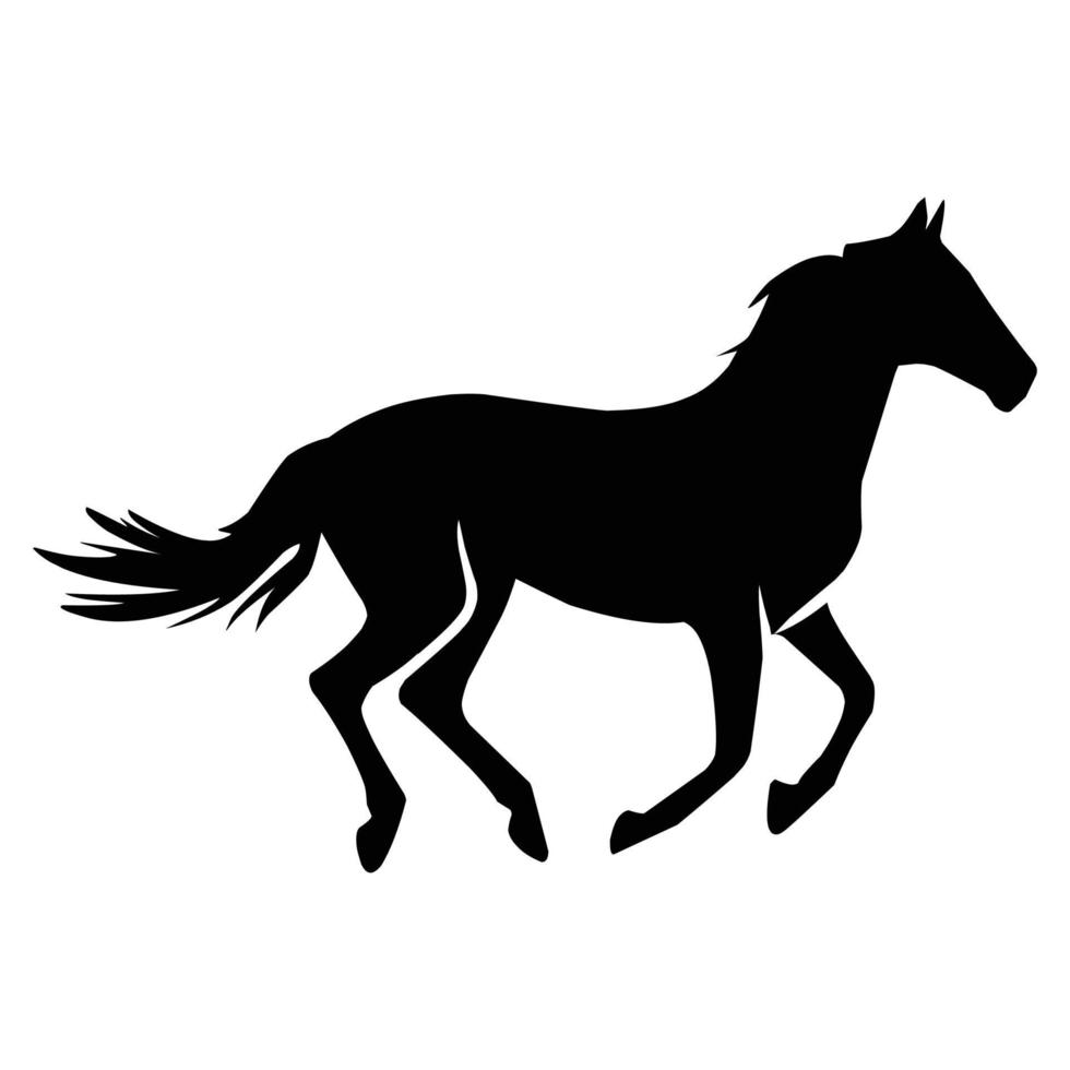 Pferd Silhouette schwarz Vektor. Tierwelt Silhouetten vektor