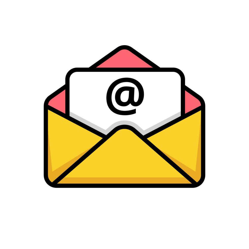 Mail Symbol im bunt Stil isoliert auf Weiß Hintergrund vektor