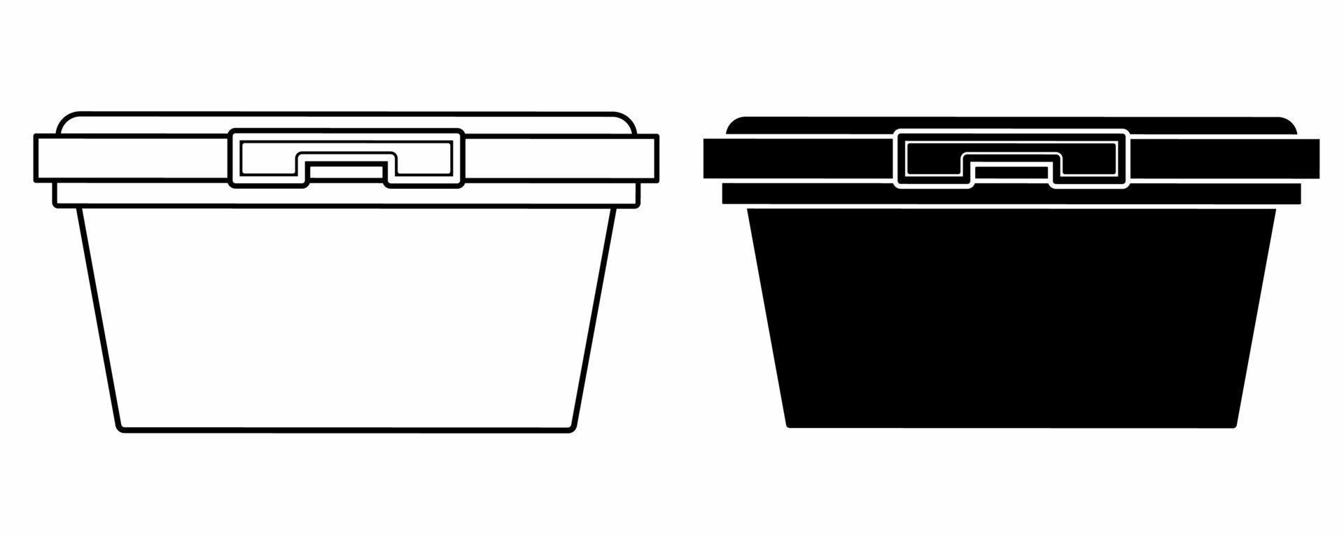 Gliederung Silhouette Essen Container Symbol einstellen isoliert auf Weiß Hintergrund vektor