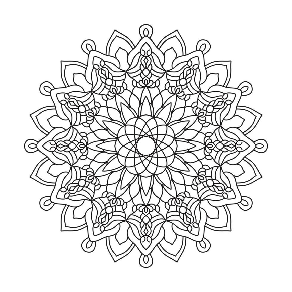 mandala färg bok. tapet design, bricka mönster, skjorta, hälsning kort, klistermärke, spets mönster och tatuering. dekoration för interiör design. vektor etnisk orientalisk cirkel prydnad. vit bakgrund