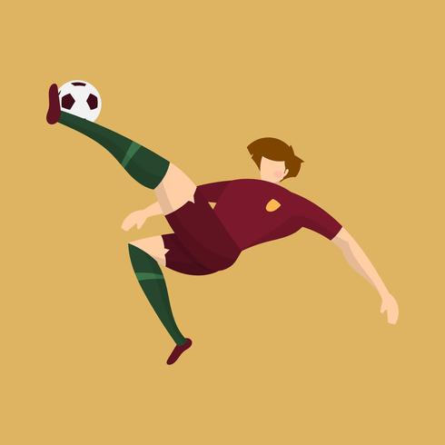 Flat Portugal Fotbollsspelare Skjutboll Med Orange Bakgrunder Vektor Illustration