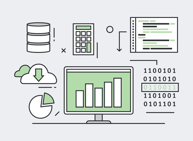 Data Mining Flat Line Illustration vektor