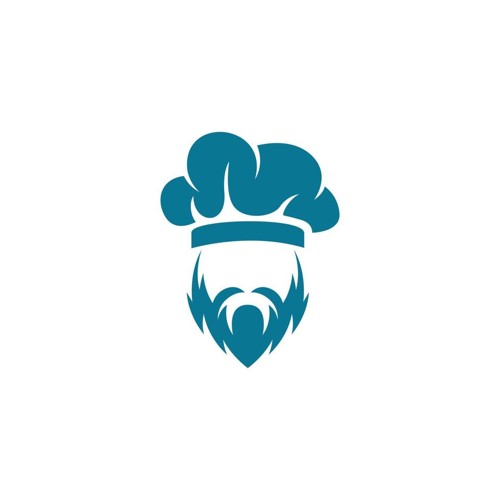 Koch Hut mit Bart und Schnurrbart auf Weiß Hintergrund vektor