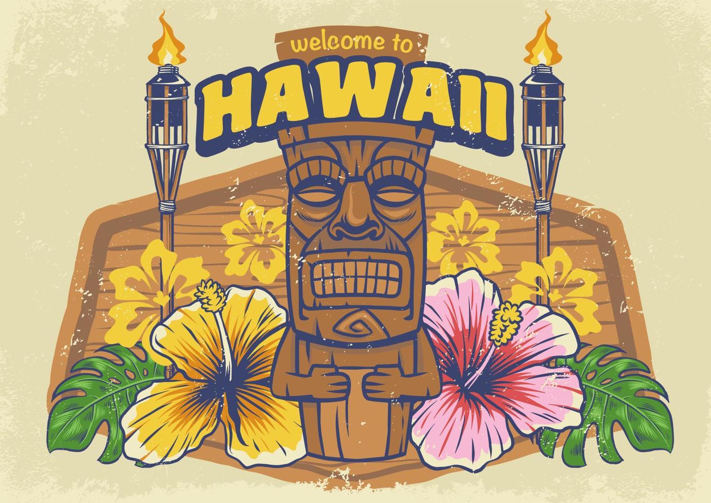 årgång texturerad hawaii tiki design vektor