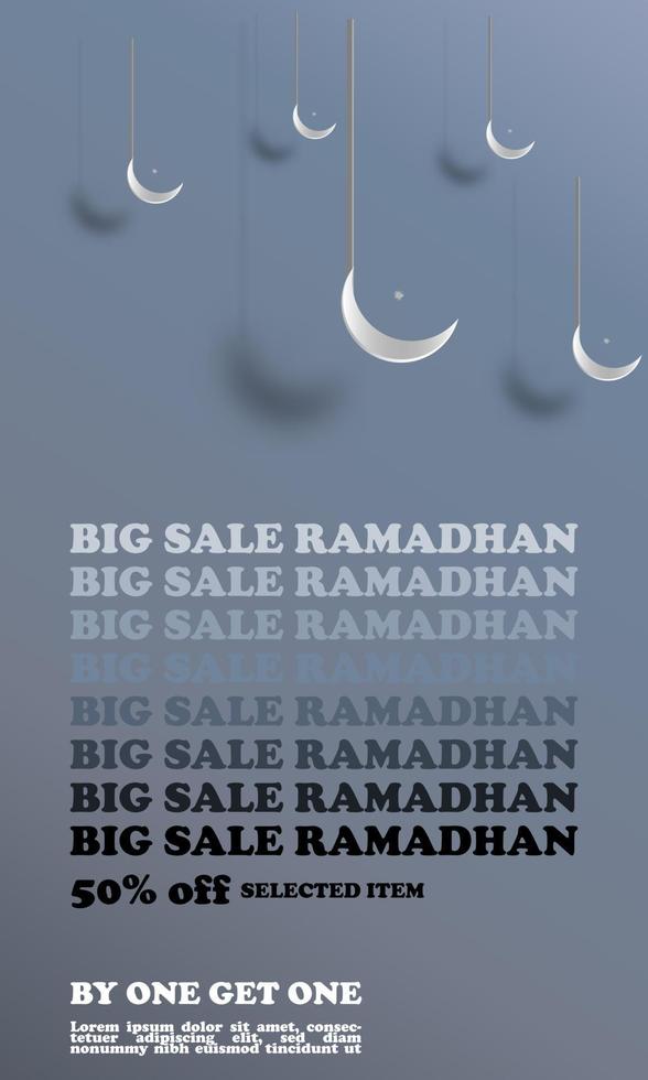 Mega Blitz Verkauf Ramadan Besondere 50 aus mit islamisch Ornament Halbmond Mond spotten oben Blau Marine Farbe elegant einfach attraktiv eps 10 vektor