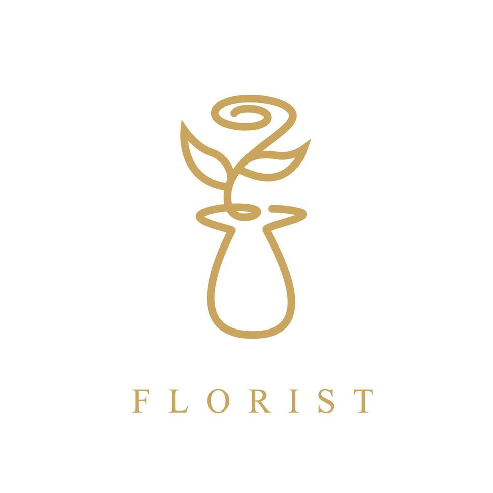 Gliederung Florist Logo. einer kontinuierlich Linie Kunst dekorativ Rose ziehen. editierbar Schlaganfall Blume Blumen- Element. isoliert Vektor Illustration