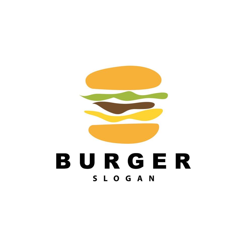 burger logotyp, snabb mat design, bröd och grönsaker vektor, snabb mat restaurang varumärke ikon illustration vektor