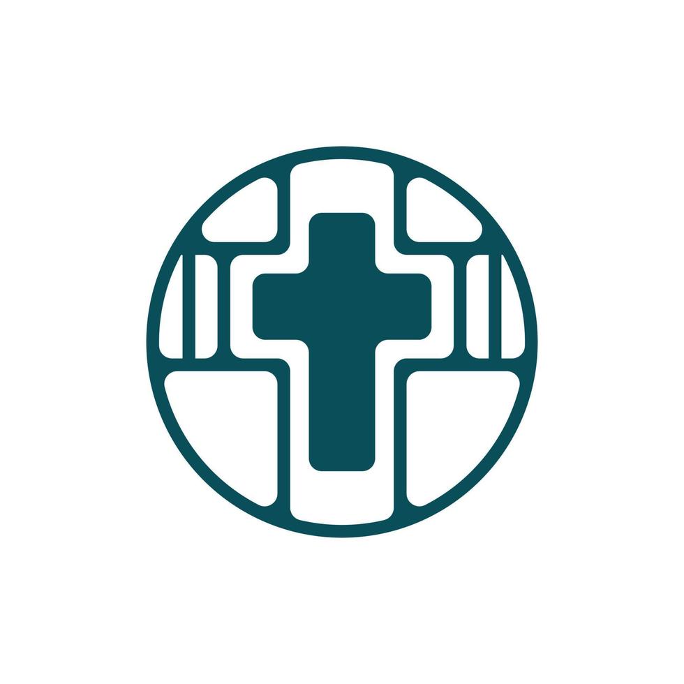 Kreis Kreuz Kirche Linie modern Logo vektor