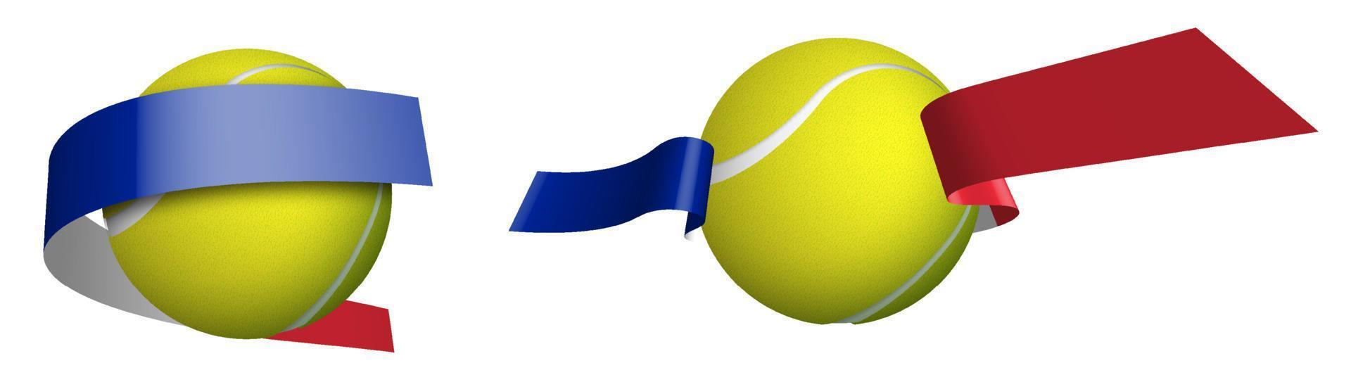 Sport Tennis Ball im Bänder mit Farben von Französisch Flagge. isoliert Vektor auf Weiß Hintergrund
