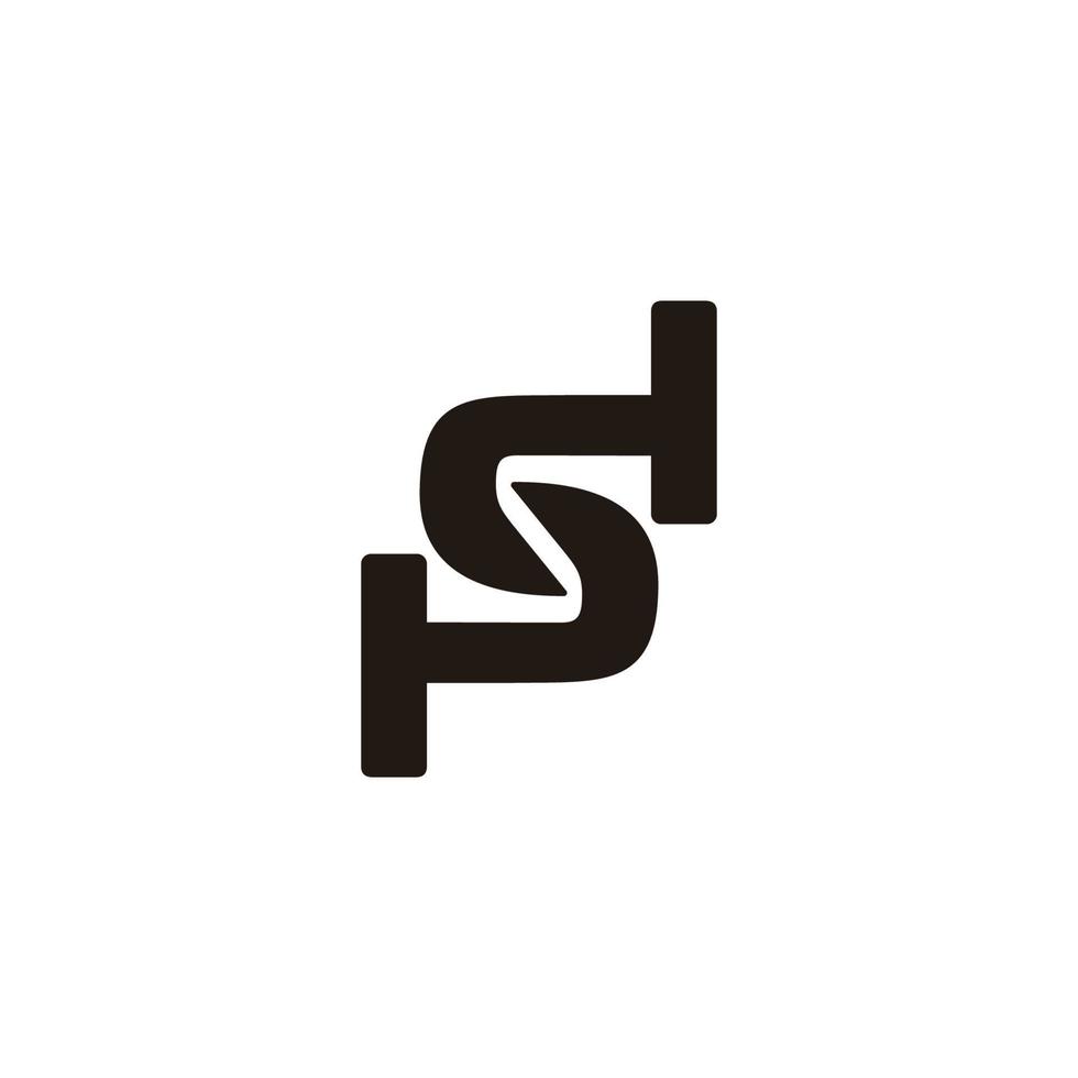 brev p s d enkel geometrisk länkad logotyp vektor