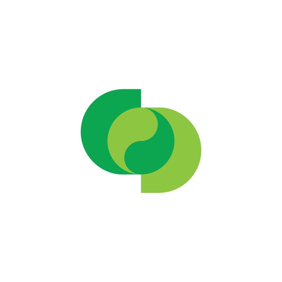 brev CD länkad grön blad geometrisk logotyp vektor